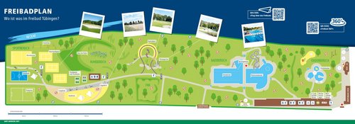 Freibadplan – Was ist wo im Freibad Tübingen? Der Freibadplan zeigt das Layout des Freibads Tübingen, inklusive Sport- und Badebereiche sowie Ruhezone.