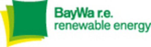 www.baywa-re.com Ein Logo mit dem Schriftzug "BayWa r.e. renewable energy" in grüner Schrift auf weißem Hintergrund, umgeben von stilisierten grünen und gelben Formen.